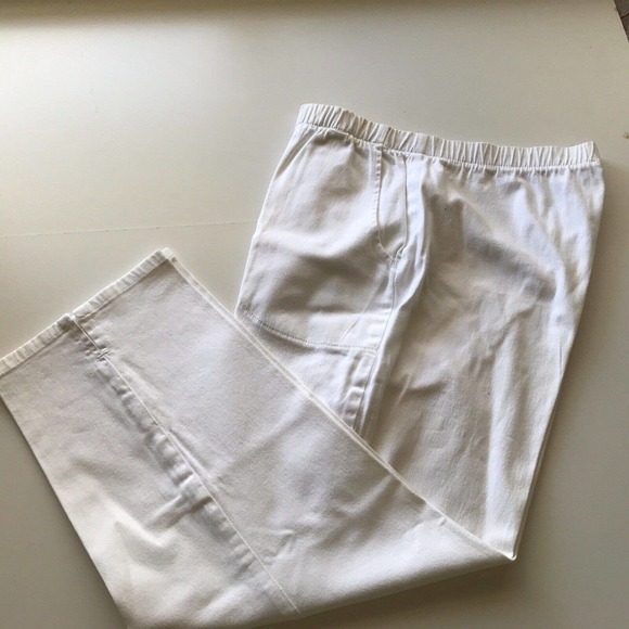 Unbranded Pants - Unbranded White Cotton Capri Pants SzXL Elastic Waist Comfy Pre-Owned